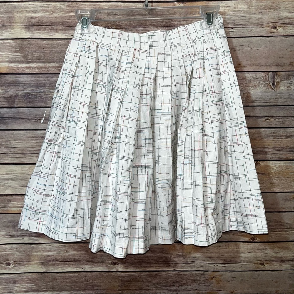 Vintage Star City White Plaid Pleated Skirt Size 6 B3
